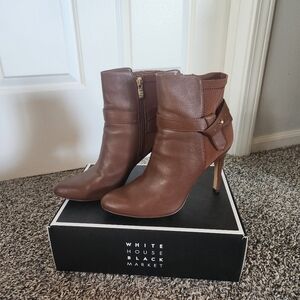 White House Black Market Brown Heel Booties